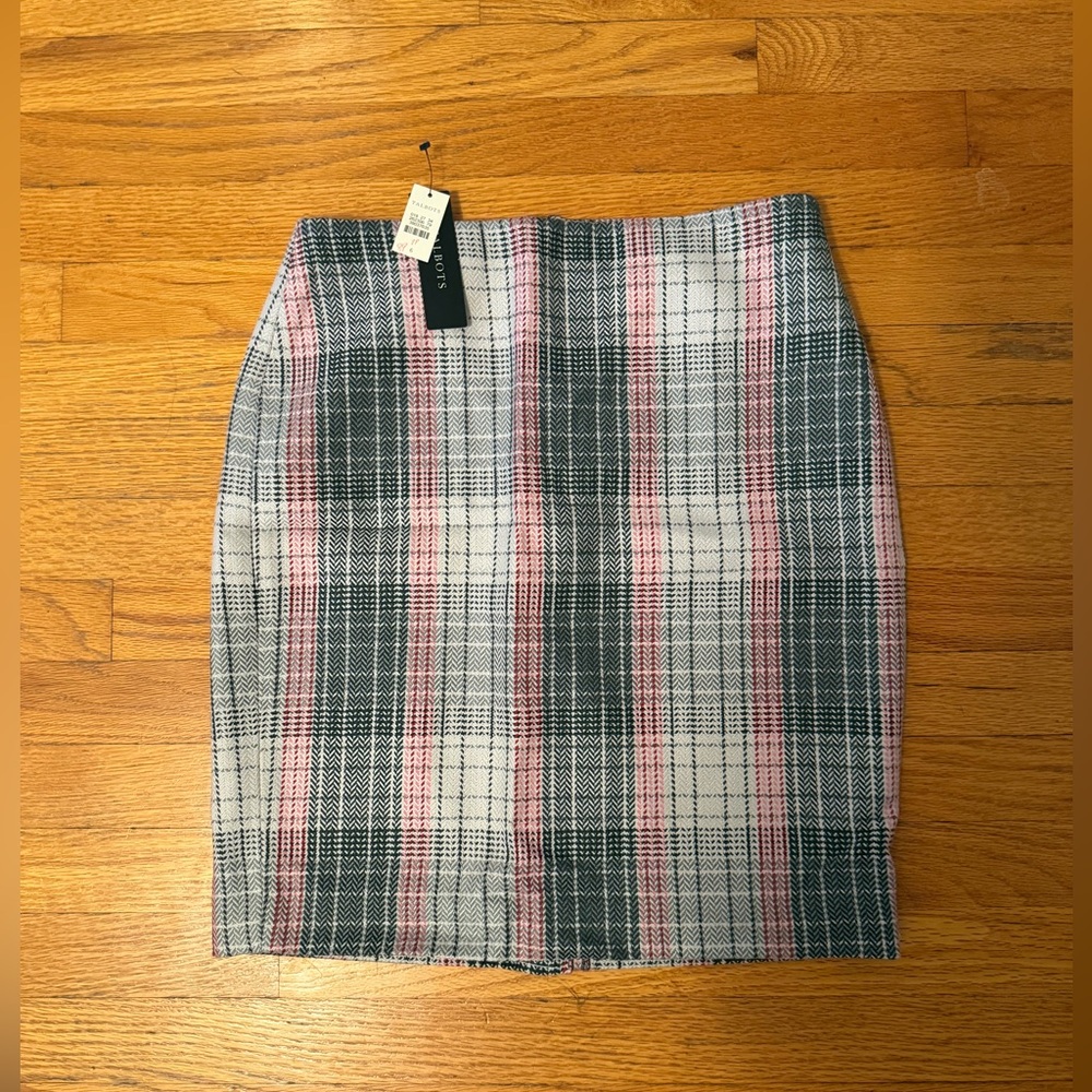 Talbots Pink and Green Plaid Pencil Skirt